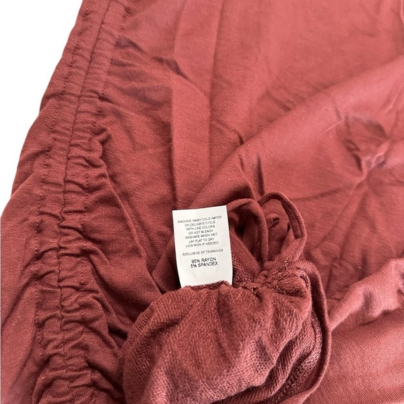 Ava Sam Rusty Orange Red Ruched Midi Dress Size L - Picture 14 of 17